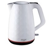 Hervidor Agua Eléctrico, 1,7 L, Resistencia Oculta, Inalámbrico, Apagado Automático, Base 360o Blanco 2200w Adler Ad1277w