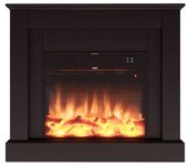 Mpc Camillo Negro Madera 60cm Chimenea Electrica Negro Led Realista Mando A Distancia Incluido