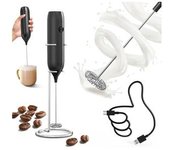 Espumador De Leche Eléctrico De Mano Con Soporte Recargable Para Espumador De Leche Y Mini Batidora De Bebidas