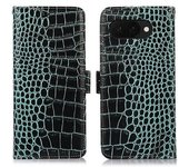 Funda Tipo Cartera Para Google Pixel 9a Con Textura De Cocodrilo De Piel De Vaca Auténtica.
