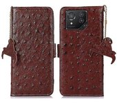 Funda Tipo Cartera Con Textura De Avestruz Para Asus Phone 8 5g, De Piel De Vaca Auténtica.
