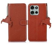Funda Para Motorola Moto G75 5g Con Bloqueo Rfid, Piel De Vaca Auténtica, Textura De Lichi.
