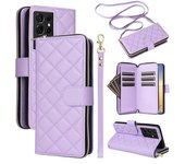 Funda De Cuero Con Cremallera Y Diseño De Rombos Para Samsung Galaxy S21 Ultra 5g Con Correa Para El Hombro
