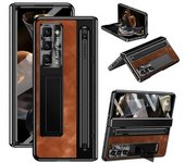 Funda Delgada De Cuero + Soporte De Pc Para Samsung Galaxy Z Fold 6 Con Película De Vidrio Templado