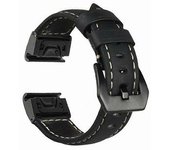 Correa De Repuesto De Cuero Genuino Para Garmin Marq Series/fenix5/5x/5s/forerunner 945/approach S60 - Negra