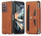 Funda De Pc + Cuero Pu Con Protección Completa Para Samsung Galaxy Z Fold2 5g, Con Ranura Para Tarjetas, Película De Vidrio Y Lápiz Óptico.