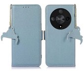 Funda Para Honor Magic6 Lite 5g/x9b 5g/x50 5g Con Bloqueo Rfid, De Piel Auténtica, Anticaídas, Color Azul