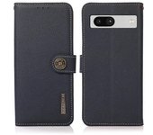 Funda Tipo Cartera Con Bloqueo Rfid Para Google Pixel 7a, De Piel Auténtica, Con Soporte, Color Azul