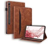 Funda Tipo Cartera De Piel Sintética Para Tableta Samsung Galaxy Tab S9 Ultra, Con Soporte Y Soporte Para Lápiz, Color Marrón