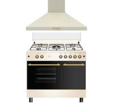 Solthermic Combo Pack Cocina Gas Crema Portabombona 90x60 + Campana Crema De 90