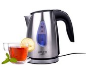 Hervidor Agua Eléctrico, 1 L, Jarra Cristal, Sin Bpa, Resistencia Oculta, Inalámbrico Plata 1600w Adler Ad1203