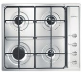 Placa De Gas Empotrada Smeg S64s De Acero Inoxidable Con 4 Quemadores