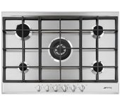 Placa De Gas Empotrada De Acero Inoxidable Smeg P272xgh Con 5 Quemadores
