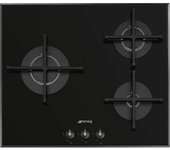 Placa Gas Smeg PV163B3 - 3 Fuegos, 60cm, Hierro Fundido, Negro