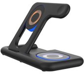 Base De Carga Plegable Dam 5 En 1. Base Magsafe 15w Ajustable, Cargador De Apple Watch Y Base Qi. Con Luz De Noche Táctil. Función Stand. 18,5x13,5x12