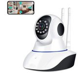 Cámara Damip Wifi V11 Motorizada 360° Hd 720p, Visión Nocturna, Detector De Movimiento 13x14x12 Cm. Color: Blanco