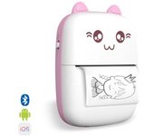 Mini Impresora Dam Térmica Bluetooth Portátil, Forma De Gatito, Compatible Con Android E Ios. 203dpi. 8x3,5x11 Cm. Color: Rosa