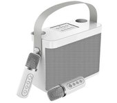 Kit De Karaoke Dam Con Altavoz Bluetooth Y 2 Micrófonos. 10w, Batería Incorporada. 24,3x10,5x17,2 Cm. Color: Blanco