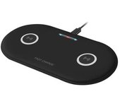 Cargador Inalámbrico Dam Qi Compatible Con Carga Rápida Fast Charge, 15w. Para 2 Smartphones Simultáneos. 20,4x1,1x10,4 Cm. Color: Negro