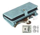 Funda Tipo Libro Con Cremallera Azul Para Iphone Xr