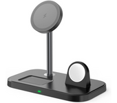 Soporte 3 En 1 Carga Rápida Adaptador 30w Iphone 15-12, Iwatch, Airpods Negro