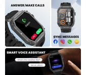 Reloj Militar Inteligente, Llamada Bluetooth, Monitor Cardíaco, Pantalla 2.01", Ip67, Negro
