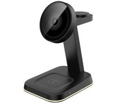 Estación Carga Magnética 3 En 1, Iphone 15-12, Iwatch, Airpods Magsafe (negro)