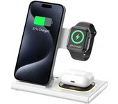 Estación Carga Plegable 3 En 1, Iphone 16-11, Iwatch, Pods, Cargador Rápido (blanco)