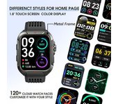 Smart Watch Llamadas, Marco Metal 1.8'', Alexa, Ip68, 100 Modos, Cardíaco, Spo2, Negro