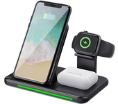 Estación Carga 3 En 1 15 W Iphone Watch Airpods Base Inalámbrica Cuatro En Uno Negro