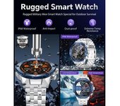 Reloj Inteligente Hombre, Llamadas Bluetooth, Pantalla 1.43", Monitor Cardíaco, Ip68, Plata