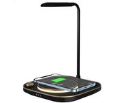 Cargador Inteligente 5 En 1 Chronus, Base De Escritorio Inalámbrica, Luz Led Regulable, Negro