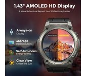 Reloj Inteligente, Llamada Bluetooth, Pantalla Amoled 1.43", Monitor Cardíaco, Ip68, Plata