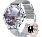 Reloj Mujer 1.3" Llamadas Bluetooth, Fc, Bp, Ip68, Rastreo De Actividad, Plateado