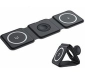 Cargador Inalámbrico Plegable 3 En 1, Iphone 16-11, Iwatch, Airpods 3/2/pro (negro)