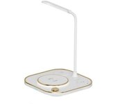 Cargador Inteligente 5 En 1 Chronus, Base De Escritorio Inalámbrica, Luz Led Regulable, Blanco