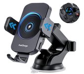 Cargador Coche Inalámbrico Carga Rápida 15 W Sujeción Automática Soporte Teléfono Iphone Samsung Negro