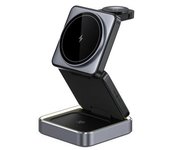Cargador Inalámbrico Magnético Chronus, Magsafe 3 En 1, Para Iphone 15-12, Iwatch, Airpods, Negro