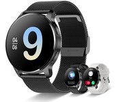 Reloj Inteligente Táctil 1,32" Con Podómetro, Spo2, Frecuencia Cardíaca, Negro