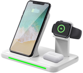 Estación Carga 3 En 1 15 W Iphone Watch Airpods Base Inalámbrica Cuatro En Uno Blanco