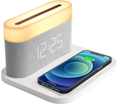 Cargador Inalámbrico 3 En 1 Lámpara Reloj Luz Nocturna Escritorio Hogar Blanco