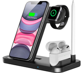 Estación De Carga Rápida Qi 4 En 1 Inalámbrica Para Apple Watch, Airpods, Iphone (negro)