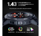Reloj Militar Inteligente, Llamadas Bluetooth, Pantalla 1.43", Monitor Actividad, Ip68, Negro