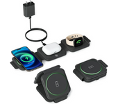 Estación Rápida 3 En 1 Portátil Iphone 15-12, Airpods Pro, Iwatch Negro