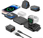 Estación Carga 3 En 1 Viaje Iphone 15-mini, Airpods Pro, Iwatch Ultra Negro