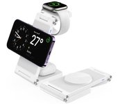 Soporte Cargador Inalámbrico Magnético Plegable 3 En 1 Para Iphone 15/14/13/12, Apple Watch, Airpods (blanco)