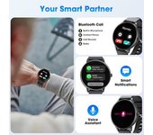 Smart Watch 1.39'', Llamadas, Cardíaco, Oxígeno, Sueño, Podómetro, Android/iphone, Negro