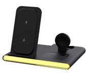 Estación Carga Inalámbrica 4 En 1 Para Iphone 11-15, Galaxy, Apple Watch, Airpods (negro)