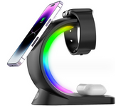 Soporte Magnético Carga Rápida 15w Múltiples Apple Iphone 15-12, Airpods Negro