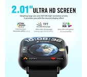Reloj Inteligente 2.01'', Llamadas, Cardíaco, Oxígeno, 100 Modos, Asistente Voz, Negro